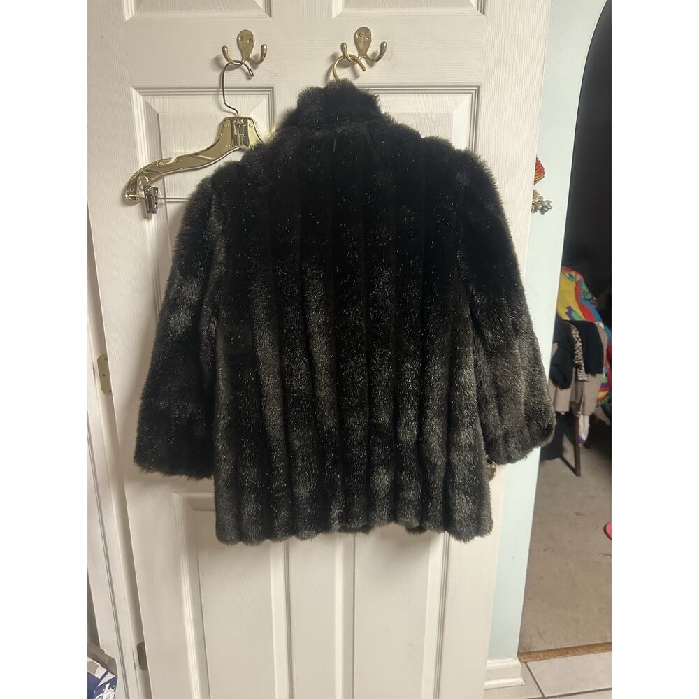 VNT 70s 90s Passport Plush Faux Fox Rabbit Fur Short Jacket Sm 10 Mob Satin 36w - Picture 12 of 15